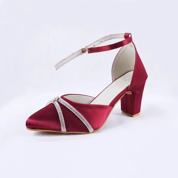 Joice Red Block Heels Pumps Heels Court Shoes