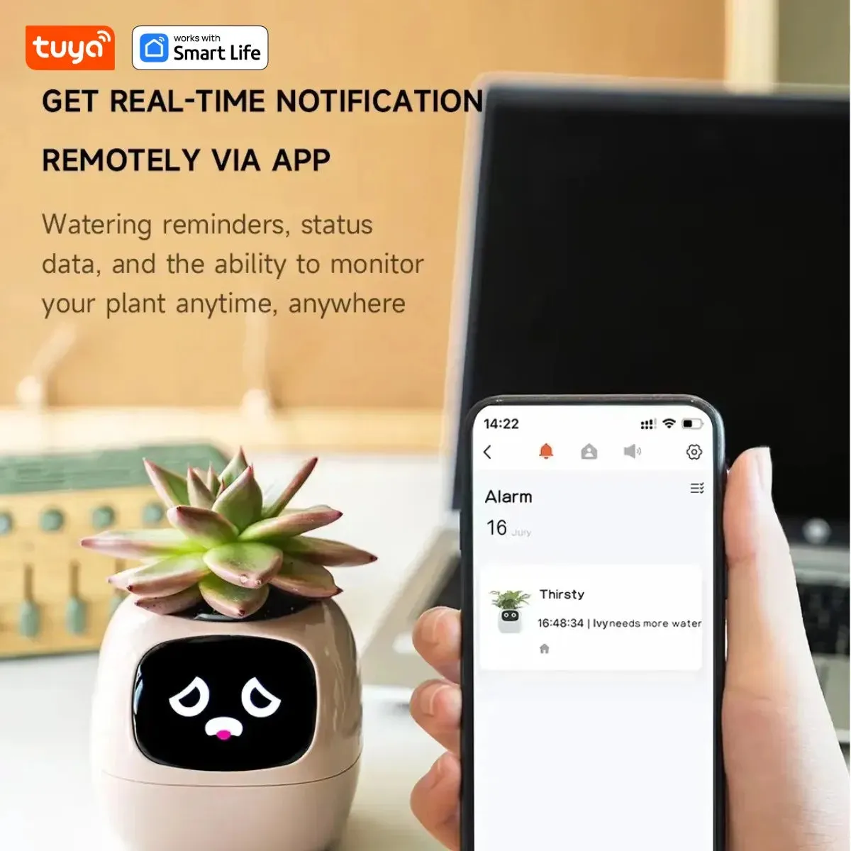 Kawaii Tuya Ivy Smart Planter 🌱✨ - 49 Adorable Expressions & 7 Smart Sensors for Effortless Plant Care! 🌼💖