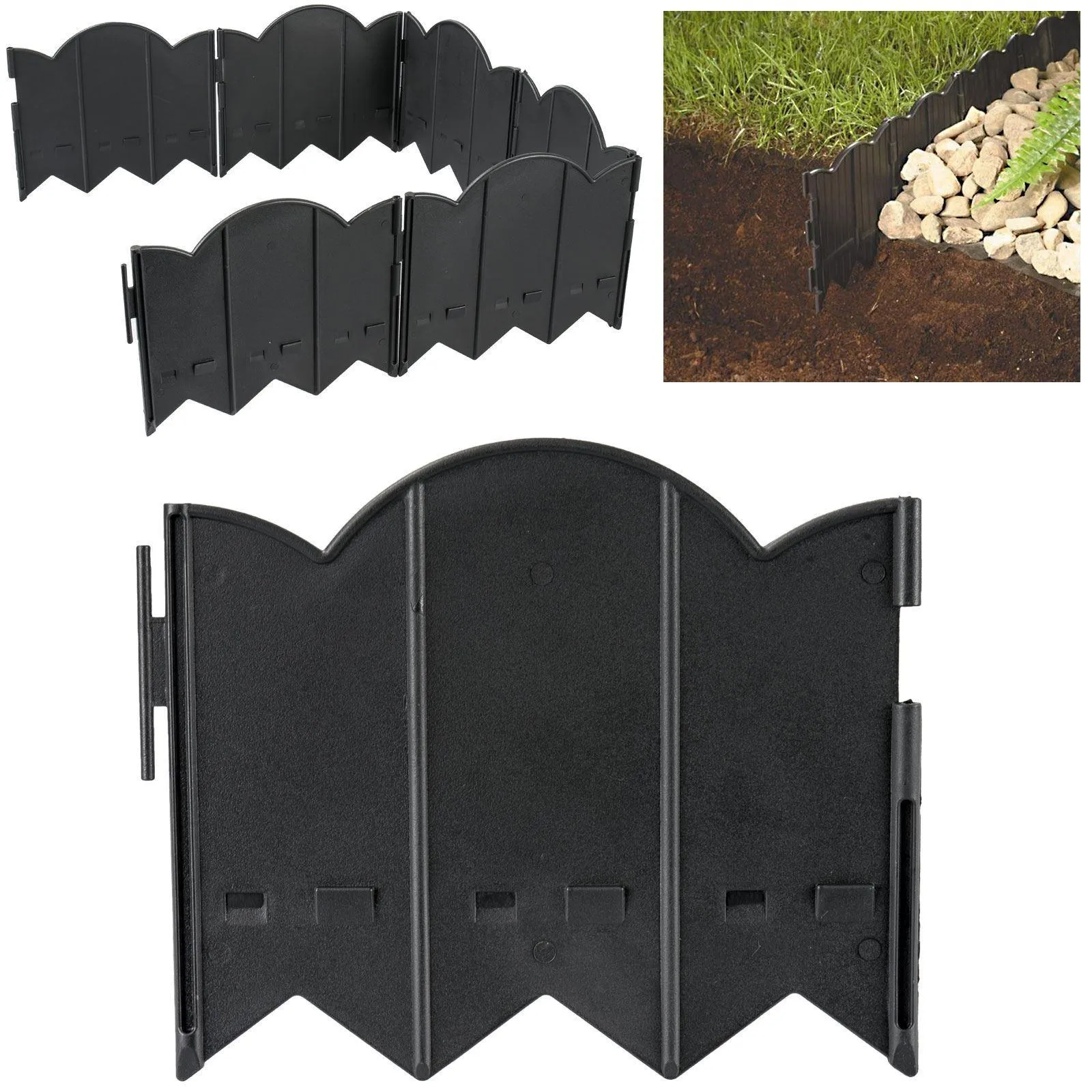 Lawn Edging Border Black Pack of 15