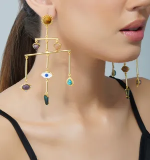 Layer Multi Stone Healing Statement Earrings