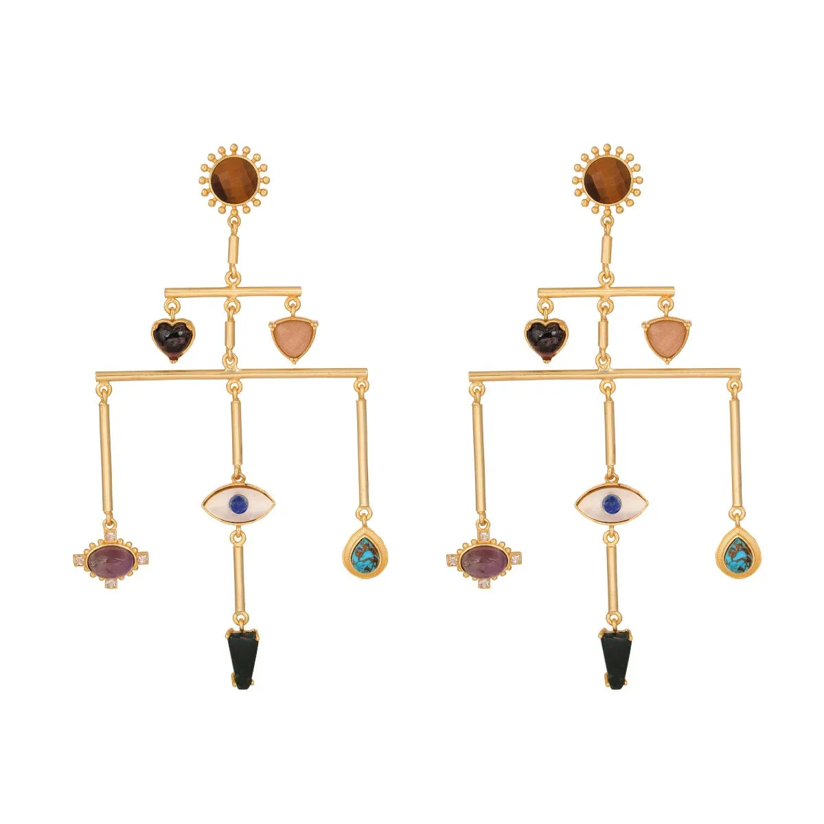 Layer Multi Stone Healing Statement Earrings