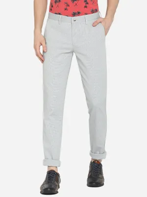 Light Grey Solid Super Slim Fit Casual Trouser | Greenfibre