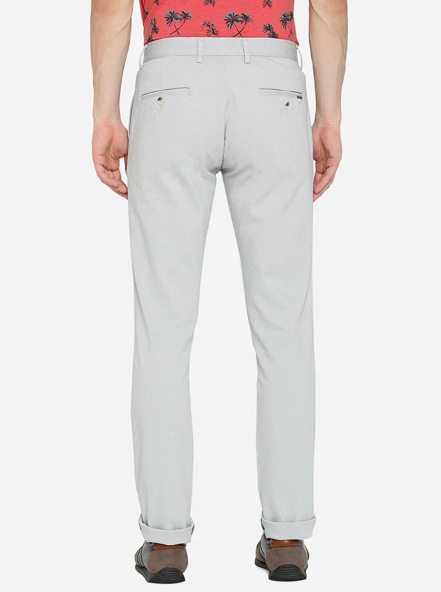 Light Grey Solid Super Slim Fit Casual Trouser | Greenfibre