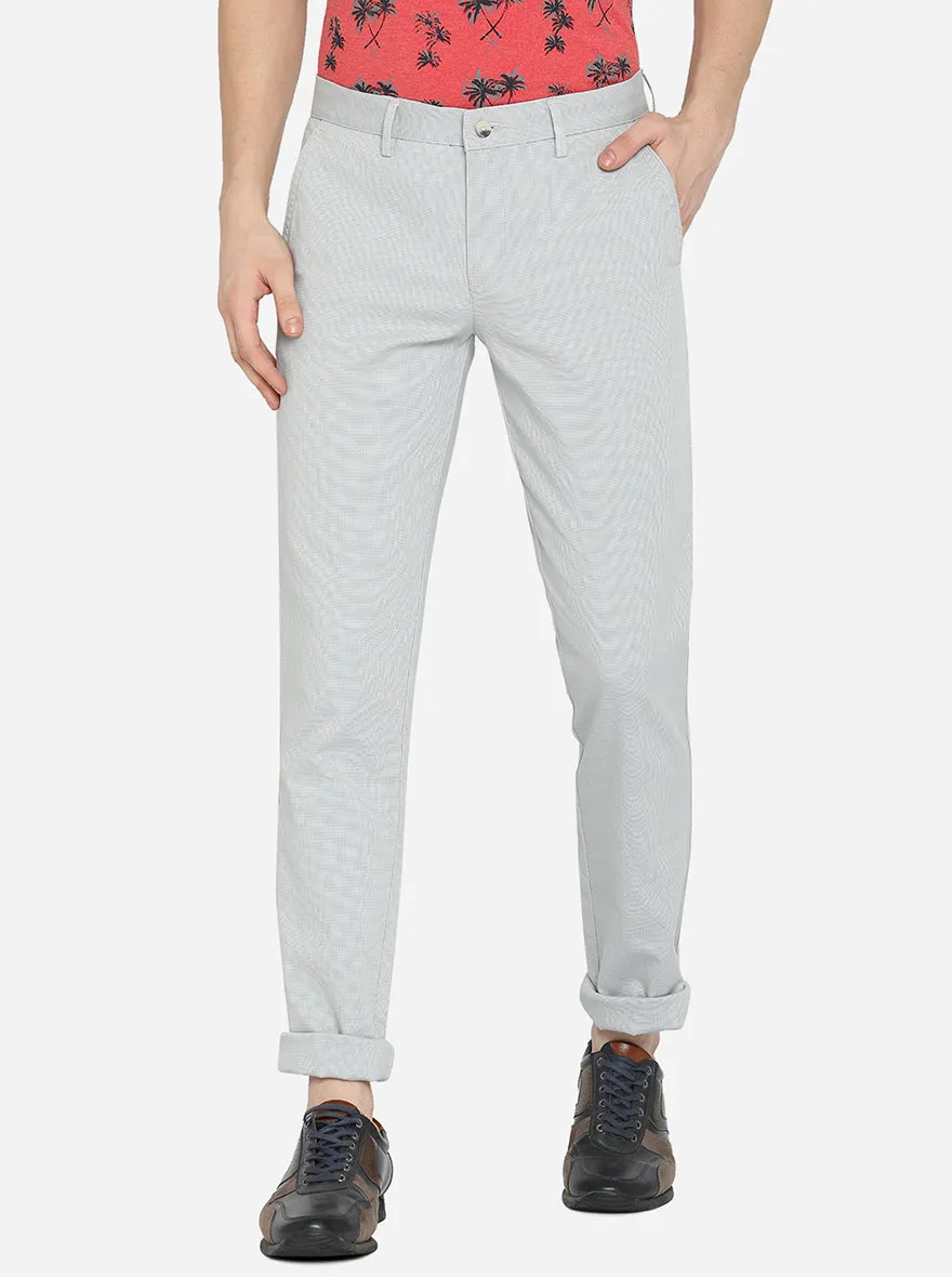 Light Grey Solid Super Slim Fit Casual Trouser | Greenfibre