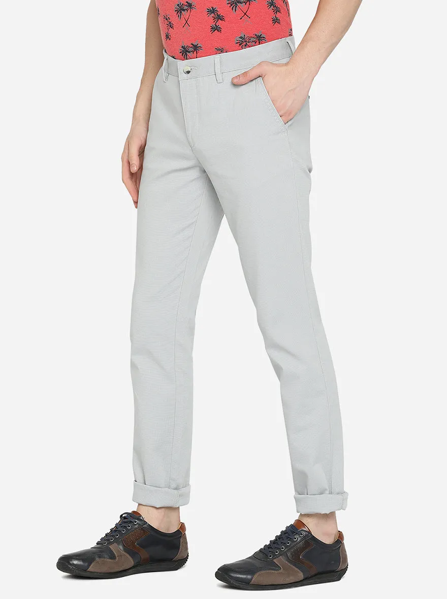 Light Grey Solid Super Slim Fit Casual Trouser | Greenfibre