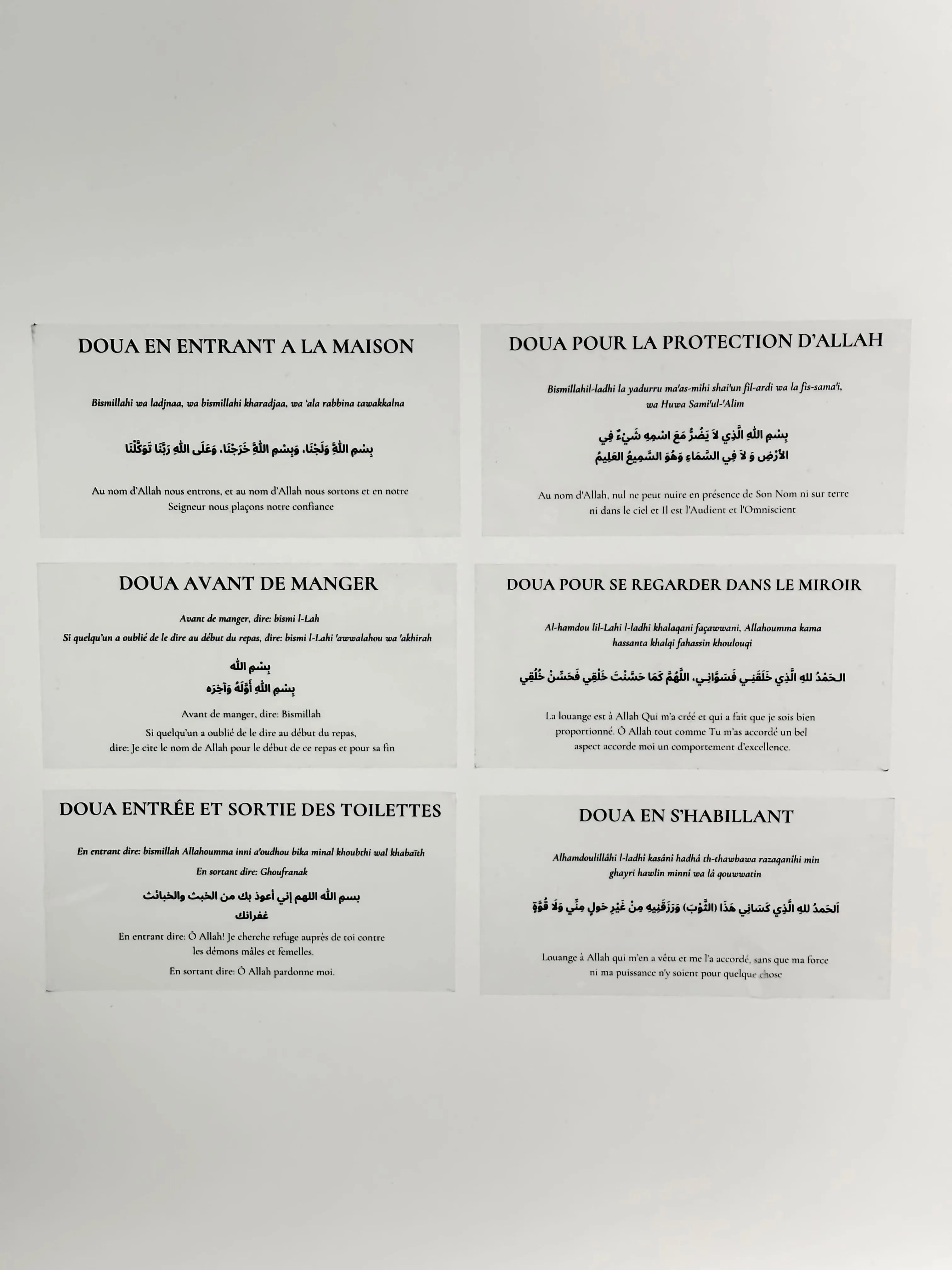 Lot de Sticky Dua Cards à composer
