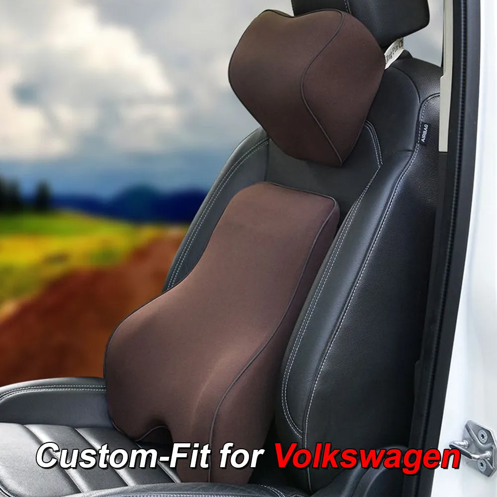 Lumbar Support Cushion for Car and Headrest Neck Pillow Kit, Custom-Fit For Car, Ergonomically Design for Car Seat, Car Accessories WAMY254