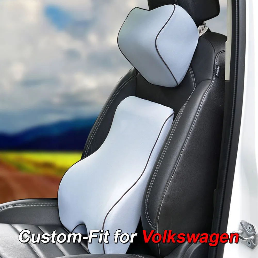 Lumbar Support Cushion for Car and Headrest Neck Pillow Kit, Custom-Fit For Car, Ergonomically Design for Car Seat, Car Accessories WAMY254