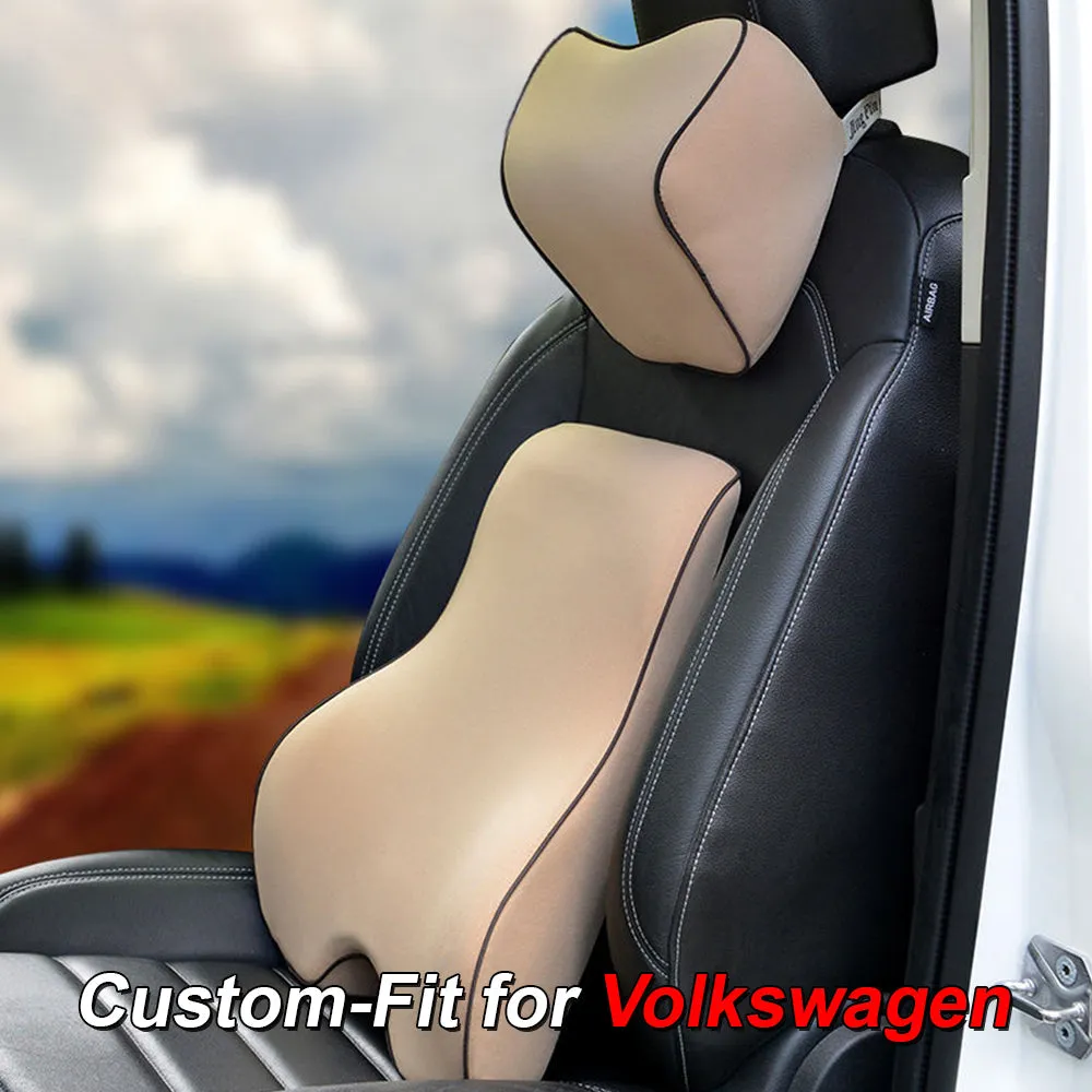 Lumbar Support Cushion for Car and Headrest Neck Pillow Kit, Custom-Fit For Car, Ergonomically Design for Car Seat, Car Accessories WAMY254