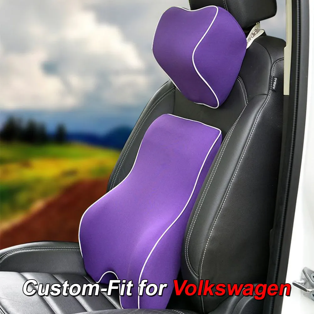 Lumbar Support Cushion for Car and Headrest Neck Pillow Kit, Custom-Fit For Car, Ergonomically Design for Car Seat, Car Accessories WAMY254