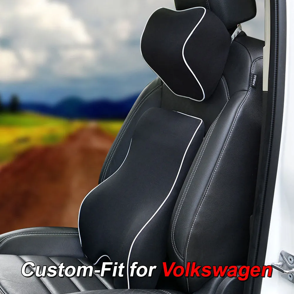 Lumbar Support Cushion for Car and Headrest Neck Pillow Kit, Custom-Fit For Car, Ergonomically Design for Car Seat, Car Accessories WAMY254