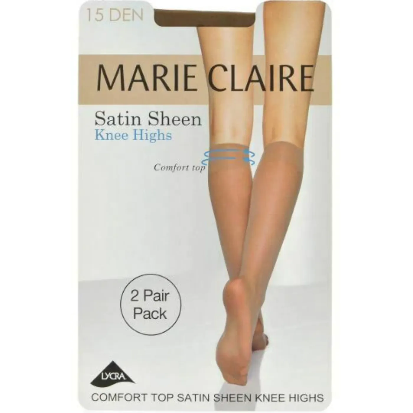 Marie Claire 15 Denier 2 Pack Knee High | Natural / Barely Black