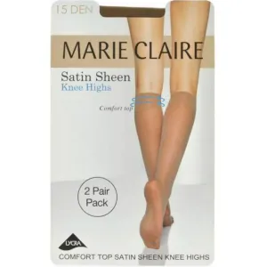 Marie Claire 15 Denier 2 Pack Knee High | Natural / Barely Black