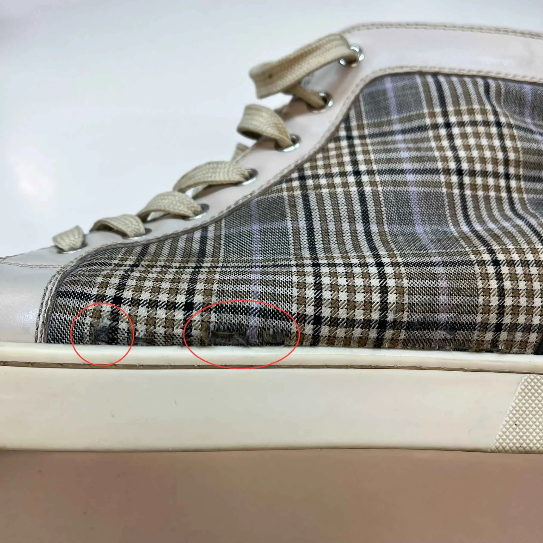 Men's Checkered High Trainers Beige Size EU 44 / UK 10