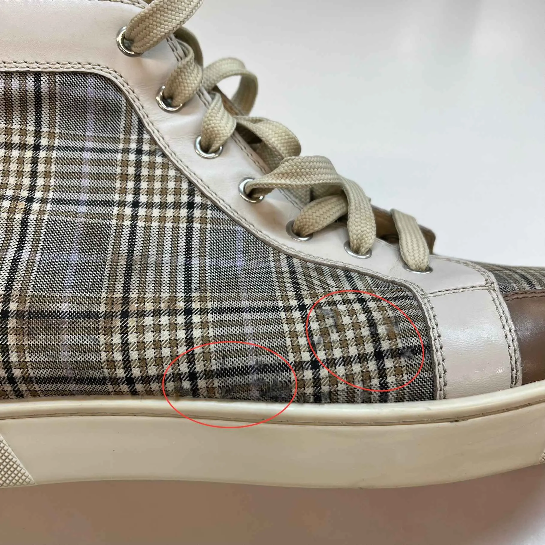 Men's Checkered High Trainers Beige Size EU 44 / UK 10
