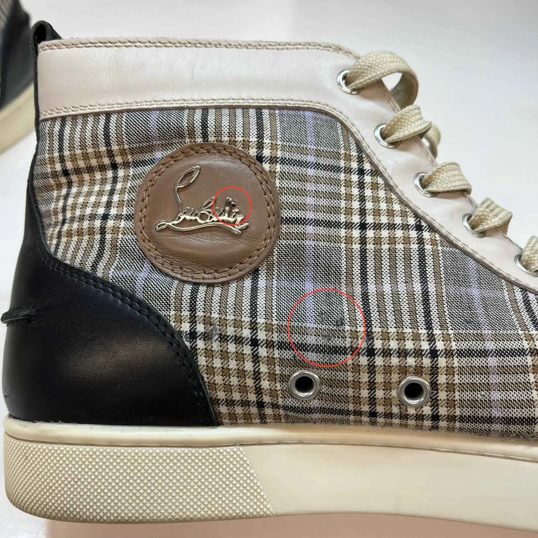 Men's Checkered High Trainers Beige Size EU 44 / UK 10