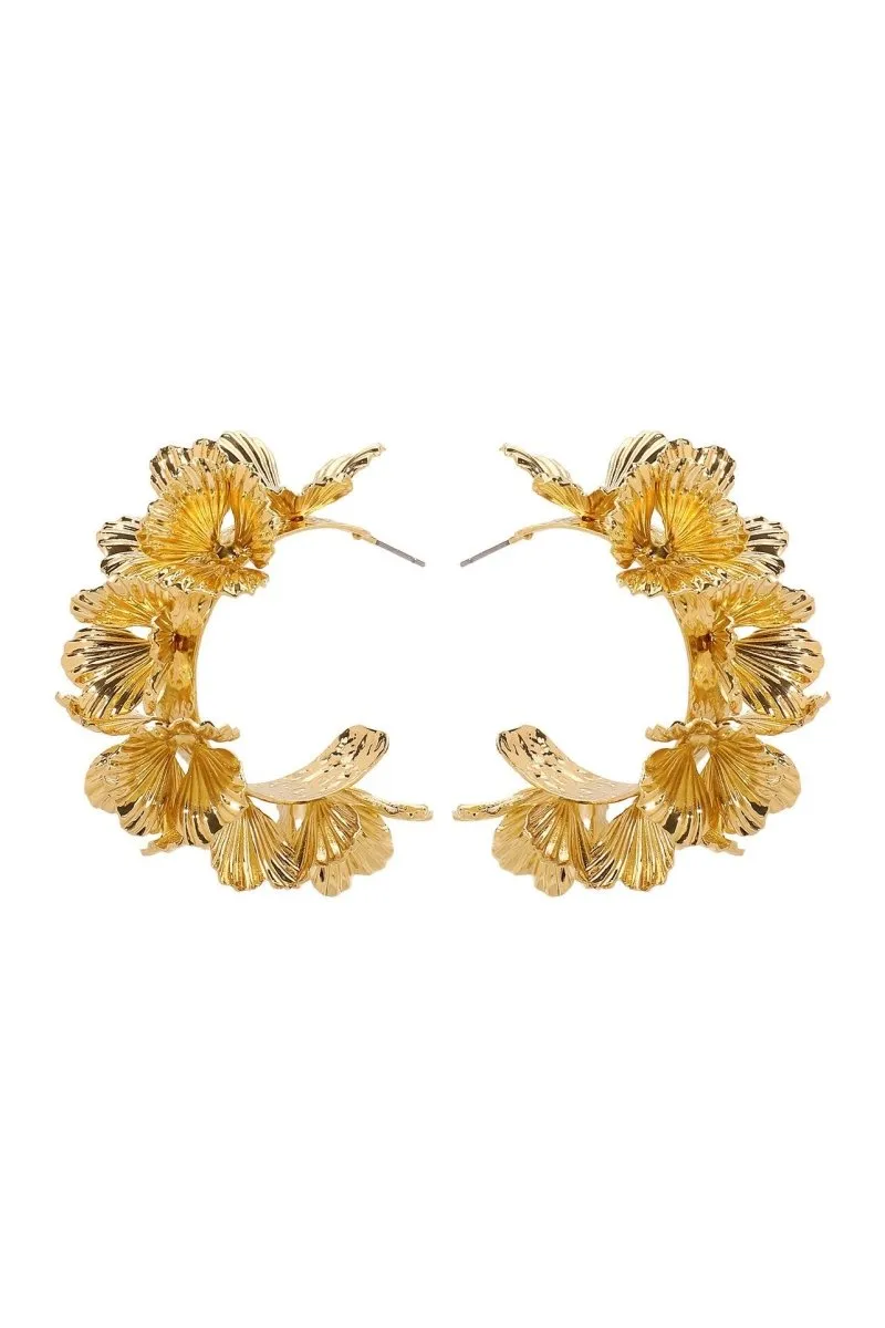 Multi-Layer Floral C-Shaped Earrings