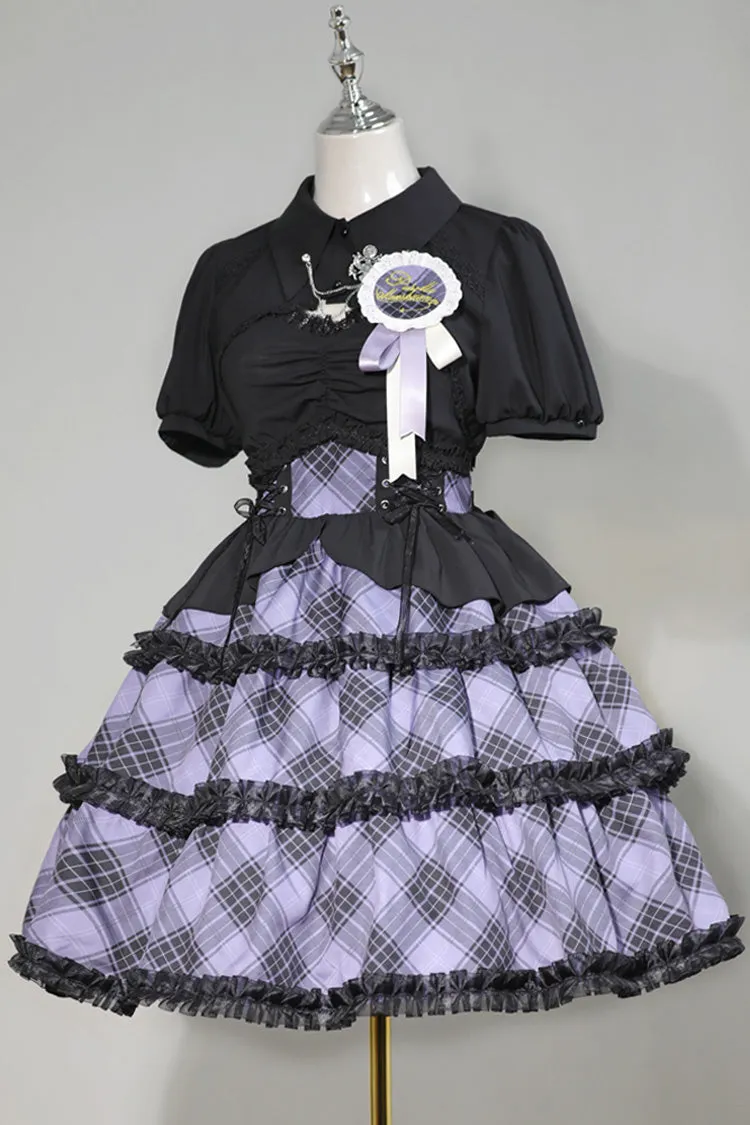 Multi-layer Margaret Plaid Print Sleeveless Sweet Lolita Dress 4 Colors