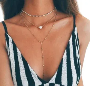 Multilayer Pearl Diamond Necklace