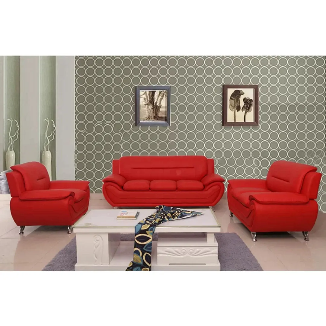 Mulvey 80" Faux Leather Pillow Top Arm Sofa Orren Ellis Upholstery Color: Red