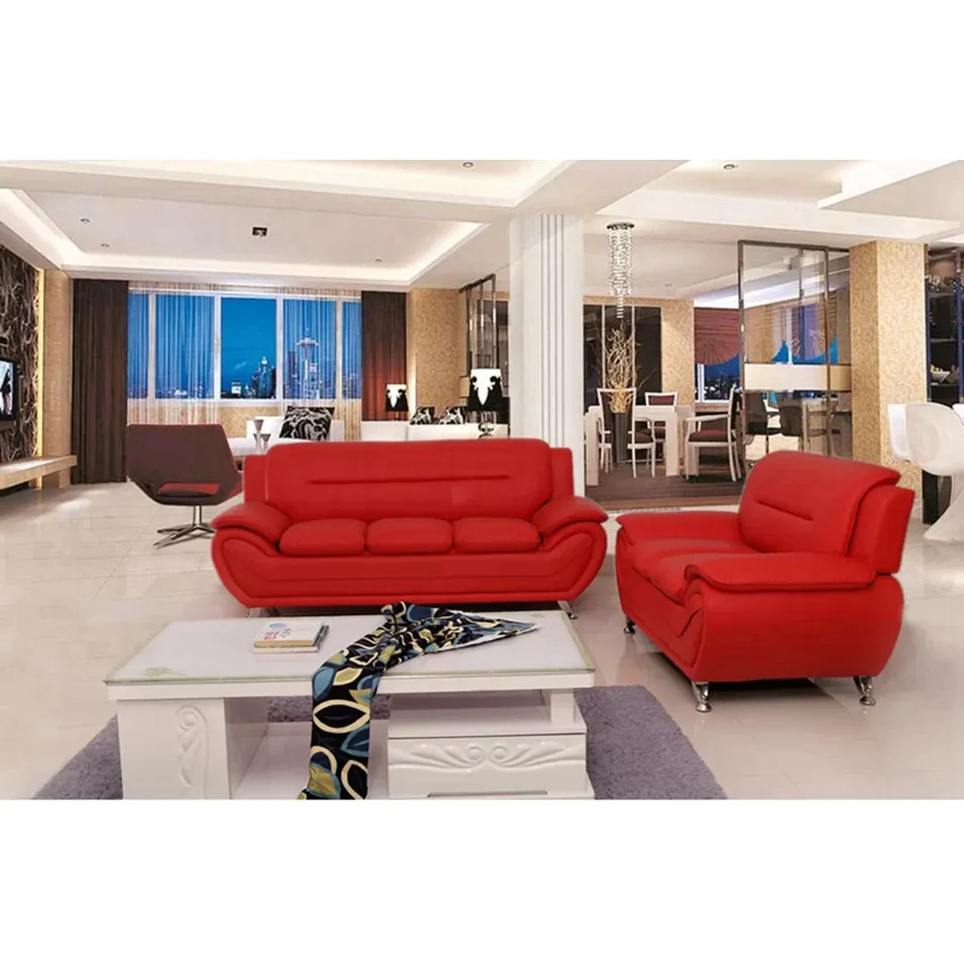 Mulvey 80" Faux Leather Pillow Top Arm Sofa Orren Ellis Upholstery Color: Red
