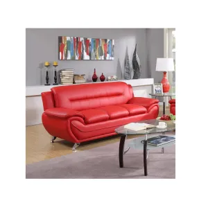 Mulvey 80" Faux Leather Pillow Top Arm Sofa Orren Ellis Upholstery Color: Red
