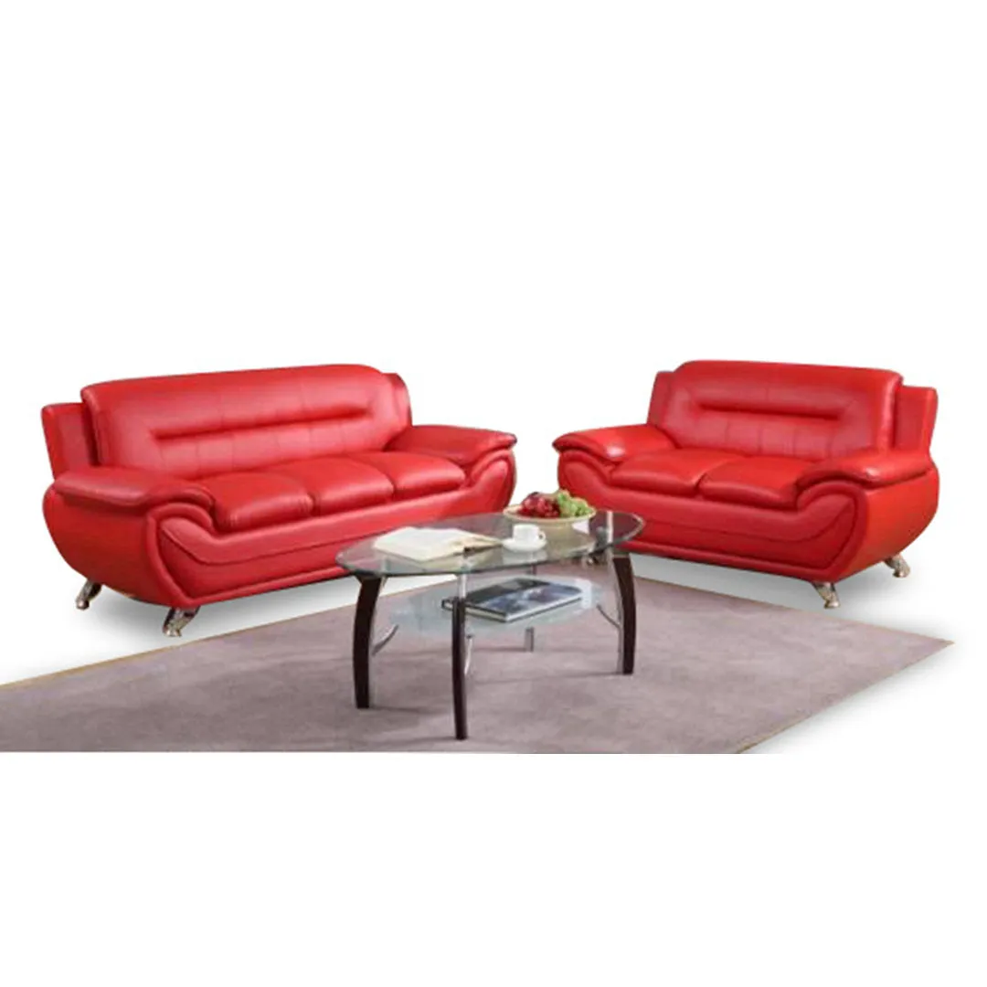 Mulvey 80" Faux Leather Pillow Top Arm Sofa Orren Ellis Upholstery Color: Red