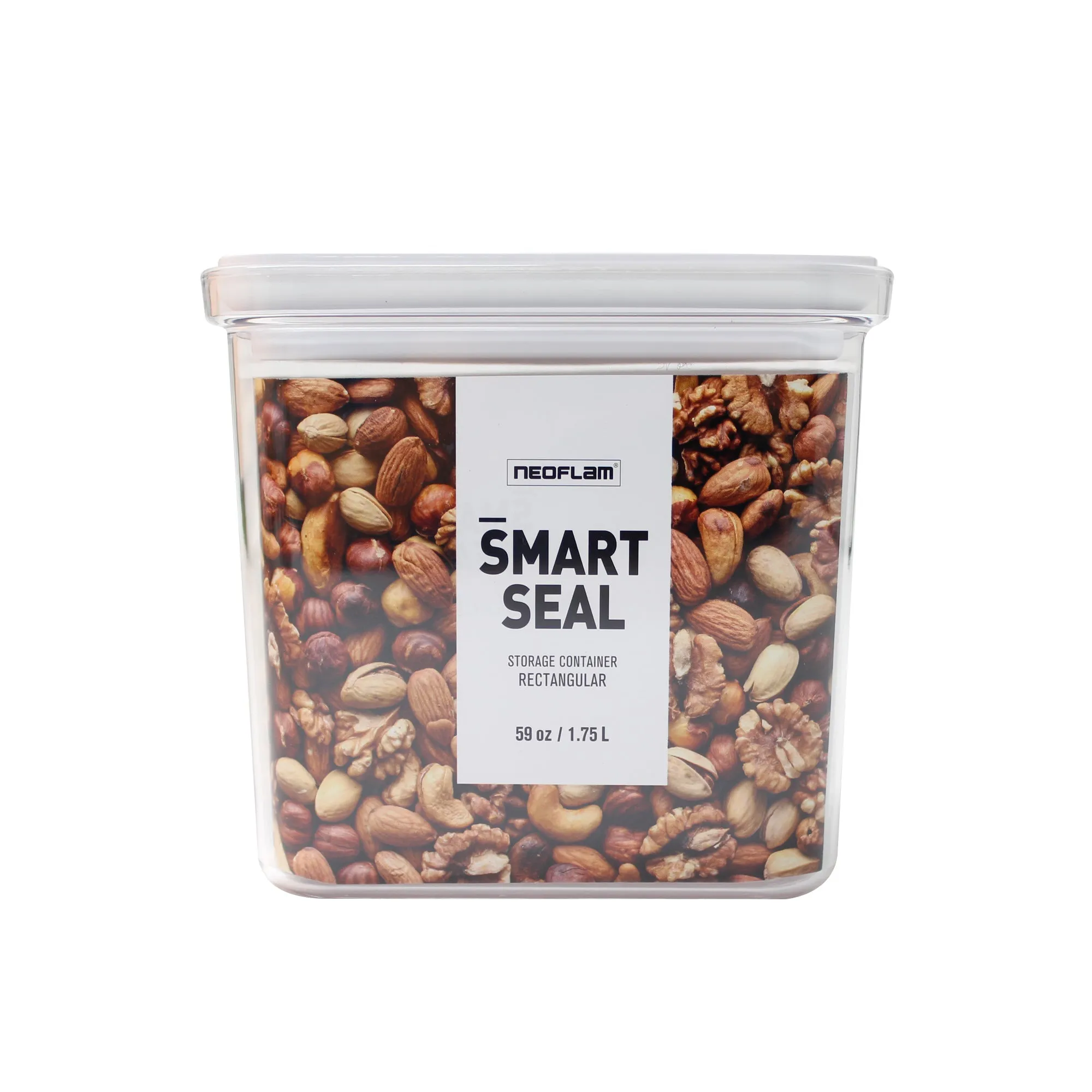 Neoflam Smart Seal - Rectangular 1.9QT (1.8L) White Lid, Food Storage by Neoflam