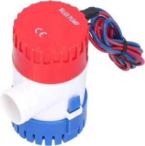 New 12V 350 GPH Bilge Pump, Low Noise Bilge Pump, Semi‑Automatic Switch Electric Small Submersible Pump for Drain Provide Power(12V-350GPH), Submersible Pump