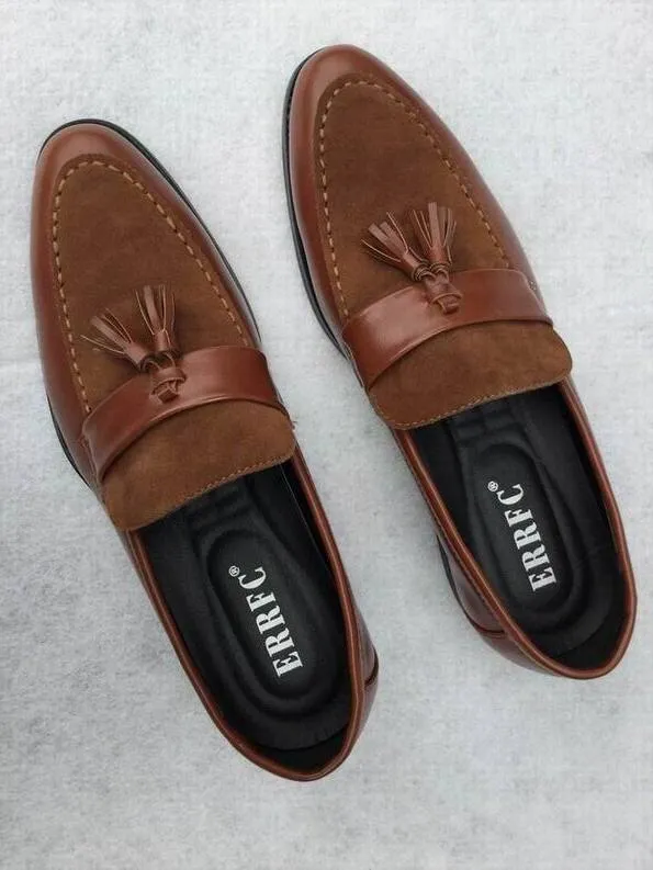 New Arrival Mens Brown Boat Shoes Fashion Pointed Toe Suede Tassel Shoes-JonasParamount
