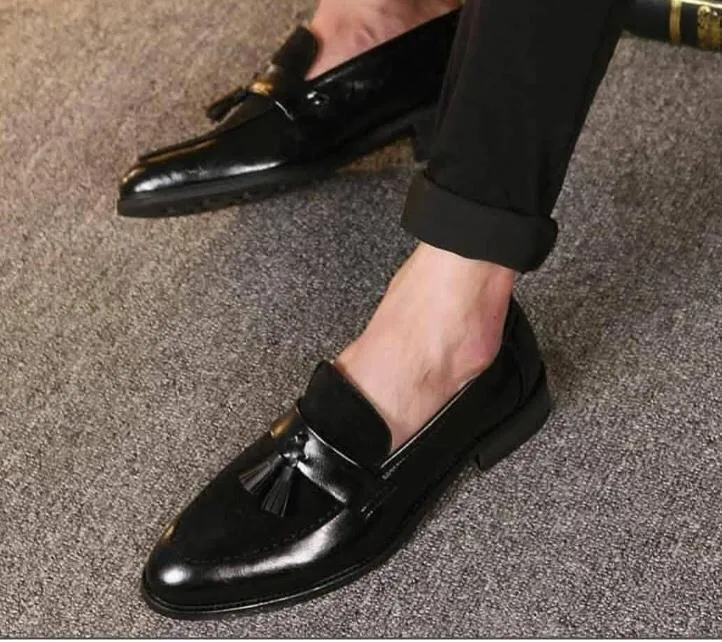 New Arrival Mens Brown Boat Shoes Fashion Pointed Toe Suede Tassel Shoes-JonasParamount