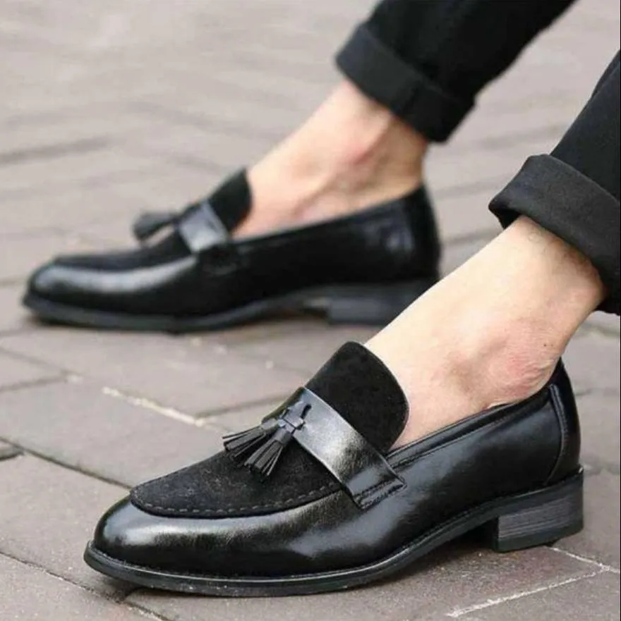 New Arrival Mens Brown Boat Shoes Fashion Pointed Toe Suede Tassel Shoes-JonasParamount