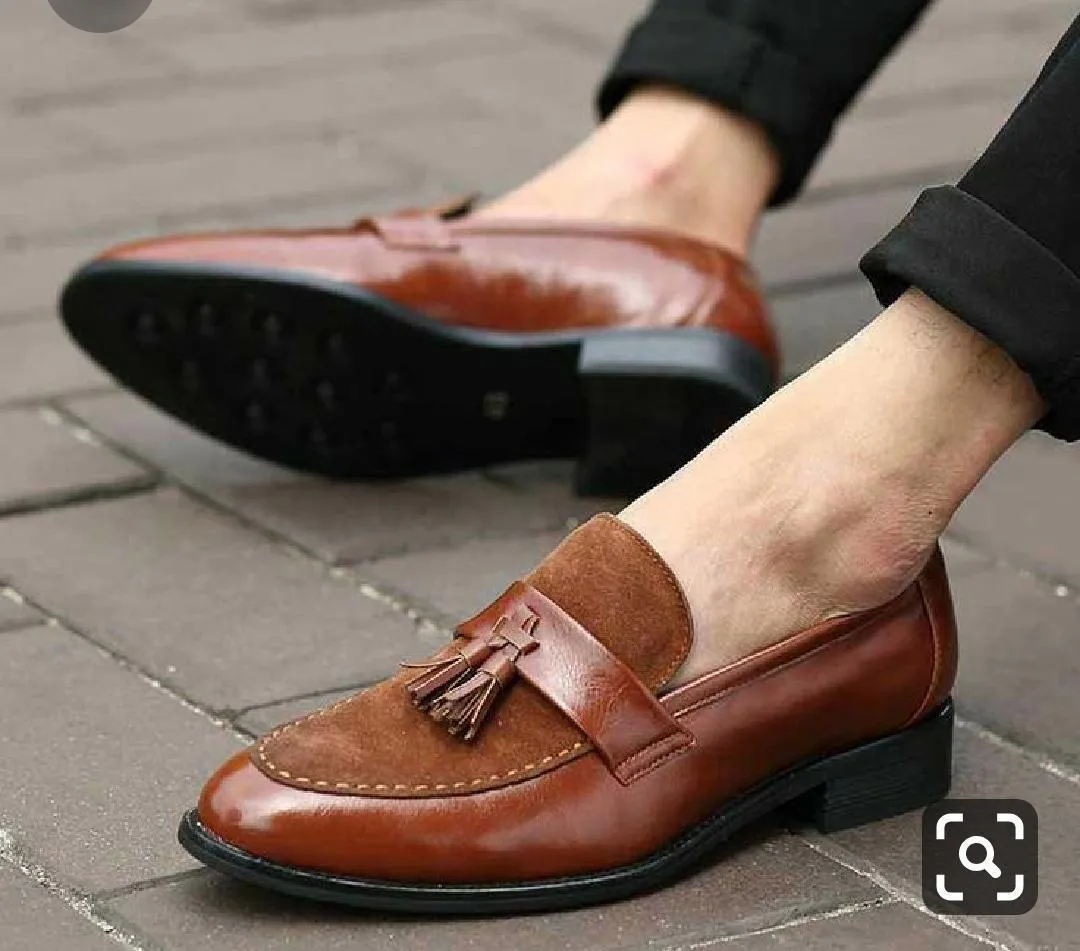 New Arrival Mens Brown Boat Shoes Fashion Pointed Toe Suede Tassel Shoes-JonasParamount