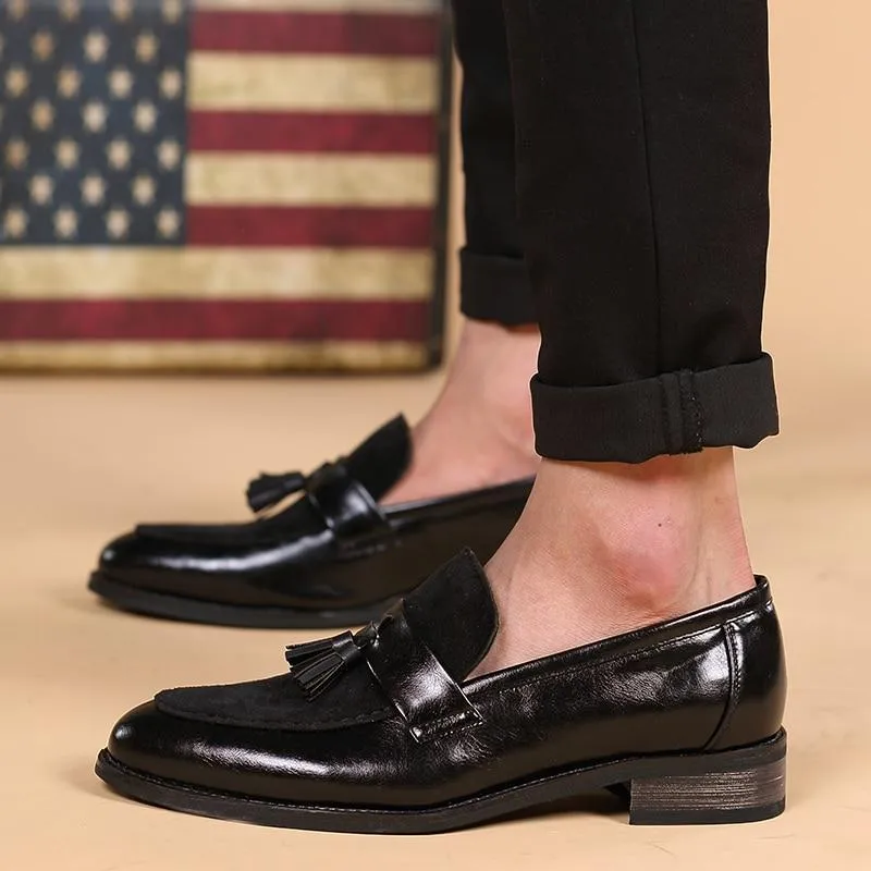 New Arrival Mens Brown Boat Shoes Fashion Pointed Toe Suede Tassel Shoes-JonasParamount