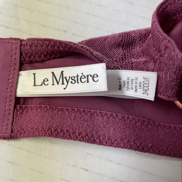 NEW Le Mystere Soft Memory Foam Lace Perfection T Shirt Bra in Berry 34F