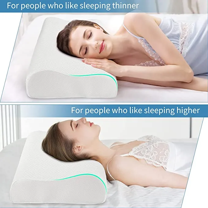 New look envy Memory Foam Pillow with Washable Zippered Cover Soft Breathable Contour Cervical Pillows for Side/Back/Stomach Sleepers Ergonomic Bed Pillows for Sleeping 60*35*9 cm