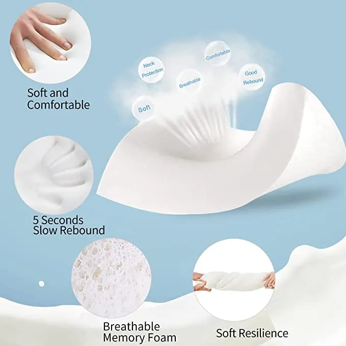 New look envy Memory Foam Pillow with Washable Zippered Cover Soft Breathable Contour Cervical Pillows for Side/Back/Stomach Sleepers Ergonomic Bed Pillows for Sleeping 60*35*9 cm
