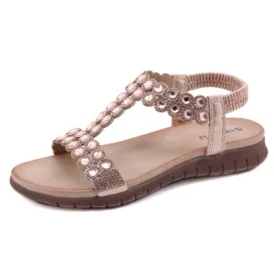 New Retro Sandals Women's Beaded Rhinestone Buckle Two-Tone Sole Women's Shoes