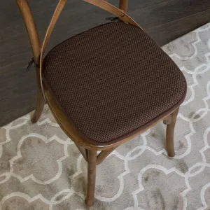 New Sweet Home Collection Chair Cushion Memory Foam Pads with Ties Honeycomb Pattern Slip Non Skid Rubber Back Rounded Square 16" x 16" Seat Cover, 2 Pack, Chocolate Brown! Retails $51 