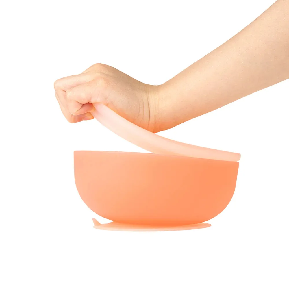 Ola Baby Silicone Suction Bowl with Lid - Coral
