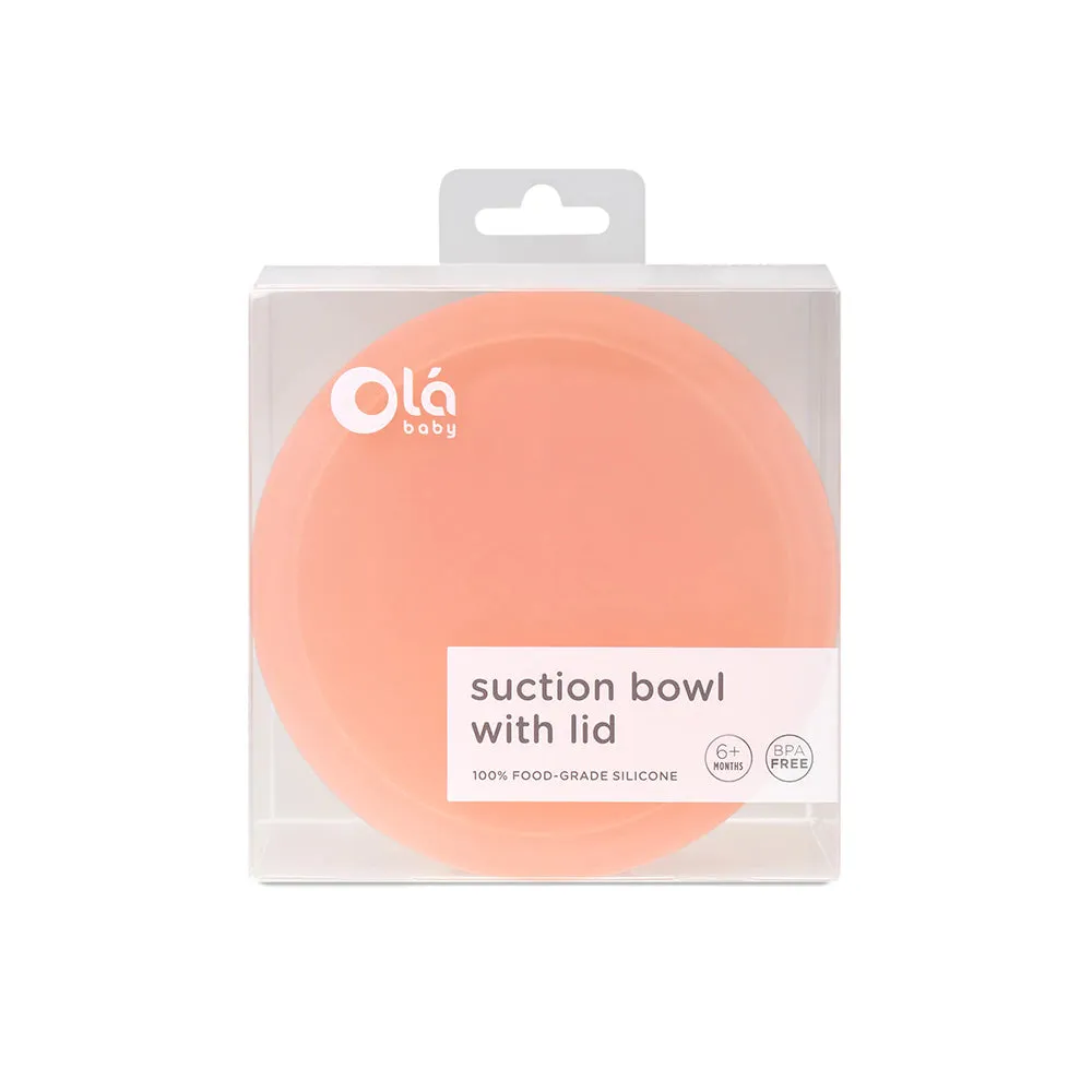 Ola Baby Silicone Suction Bowl with Lid - Coral