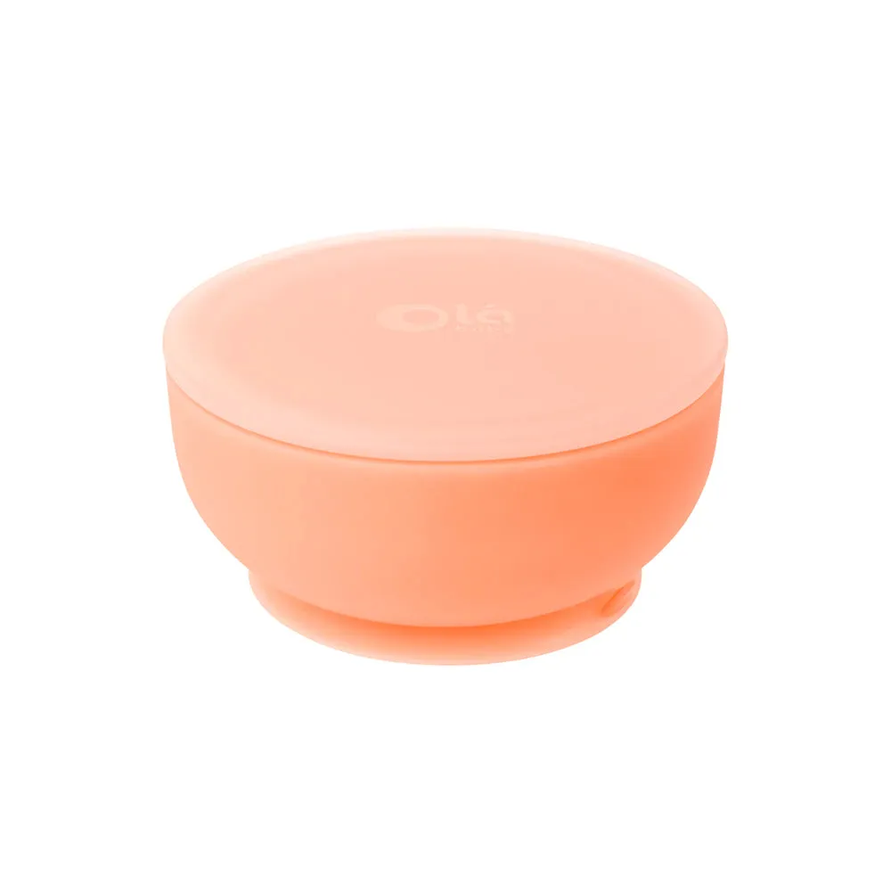 Ola Baby Silicone Suction Bowl with Lid - Coral