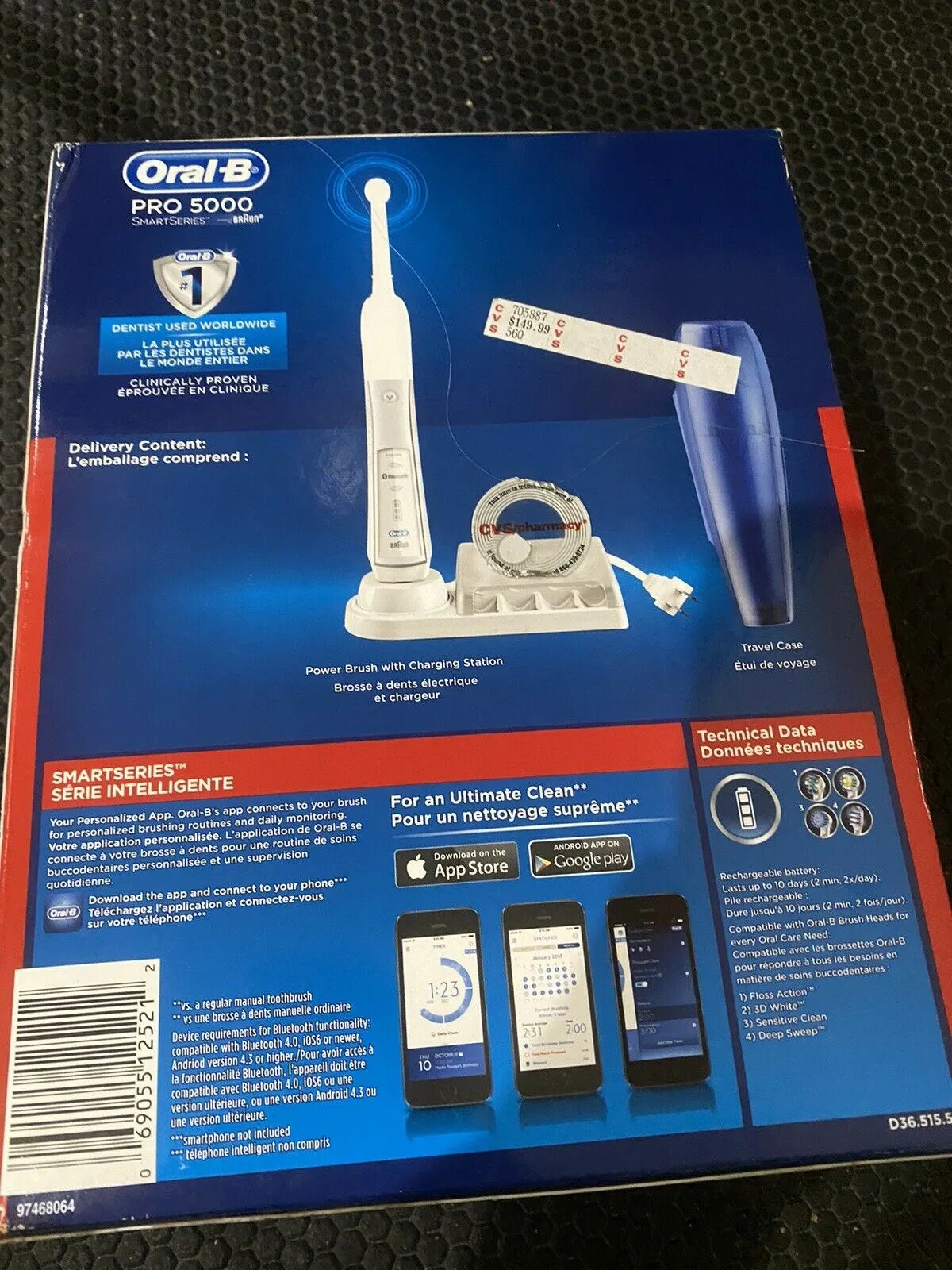 Oral-B Smart  5000 Superior Clean Rechargeable Electric Toothbrush Bluetooth
