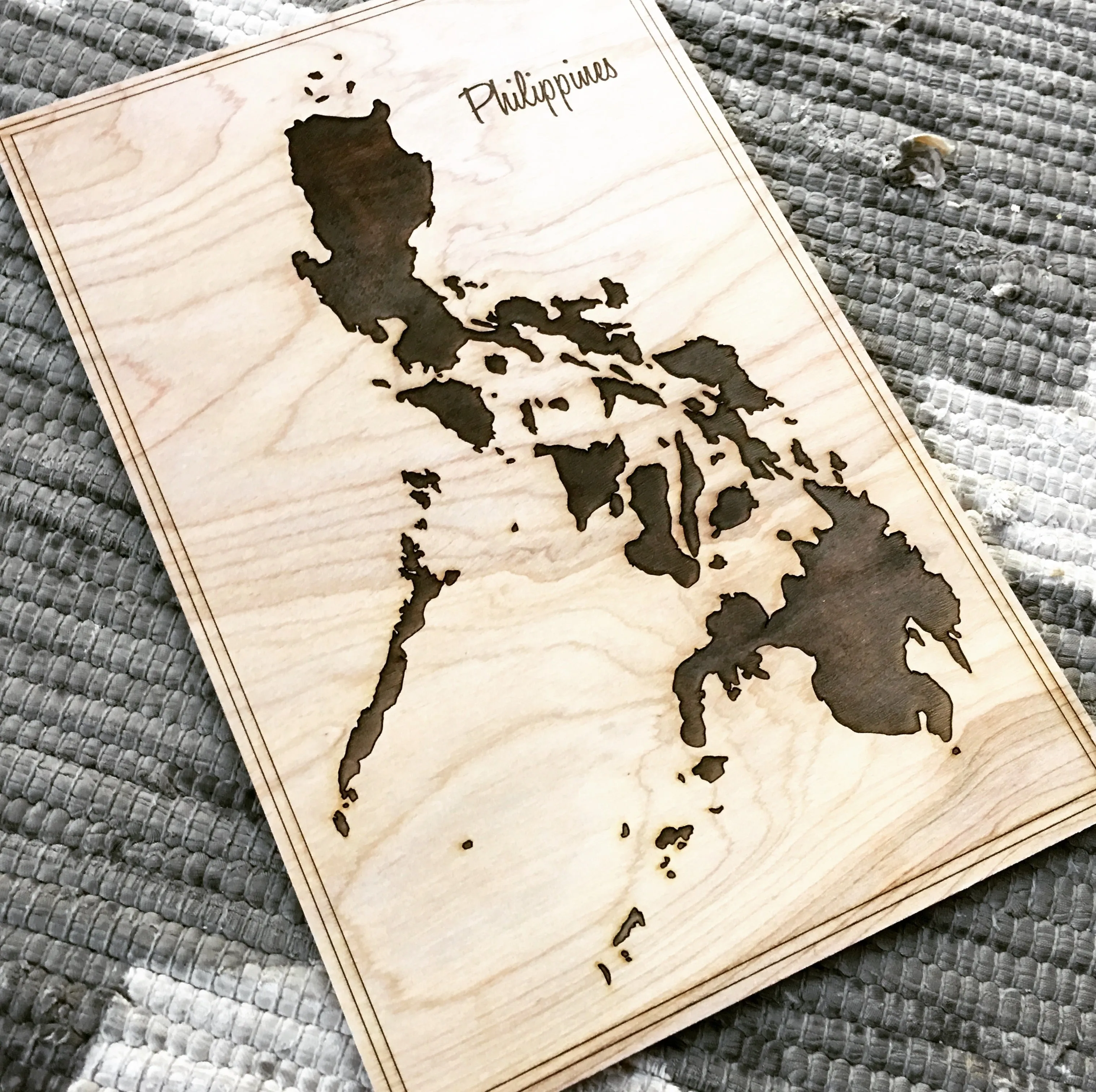 Philippines - Single Layer Engraved Wood Map