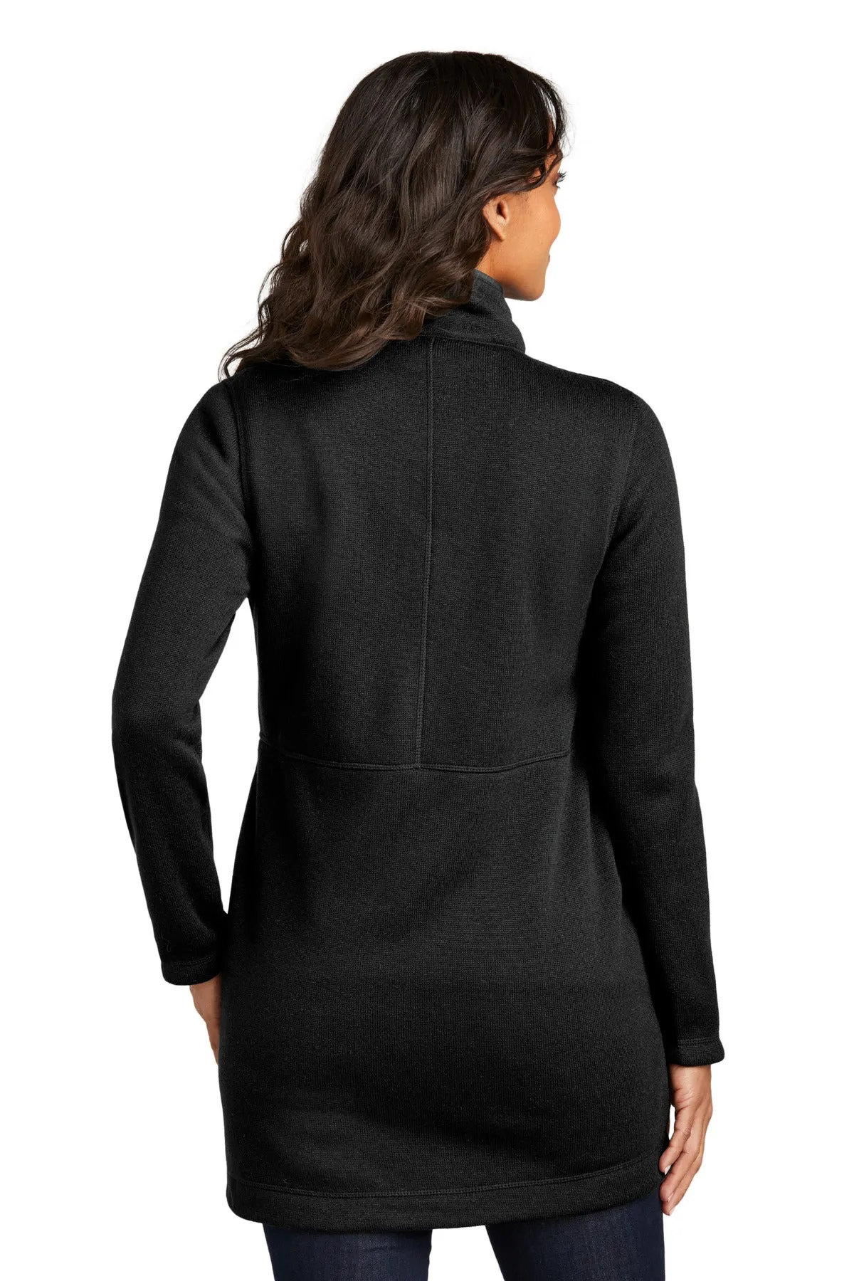 Port Authority Women's Arc Sweater Fleece Long Jacket L425 Deep Black