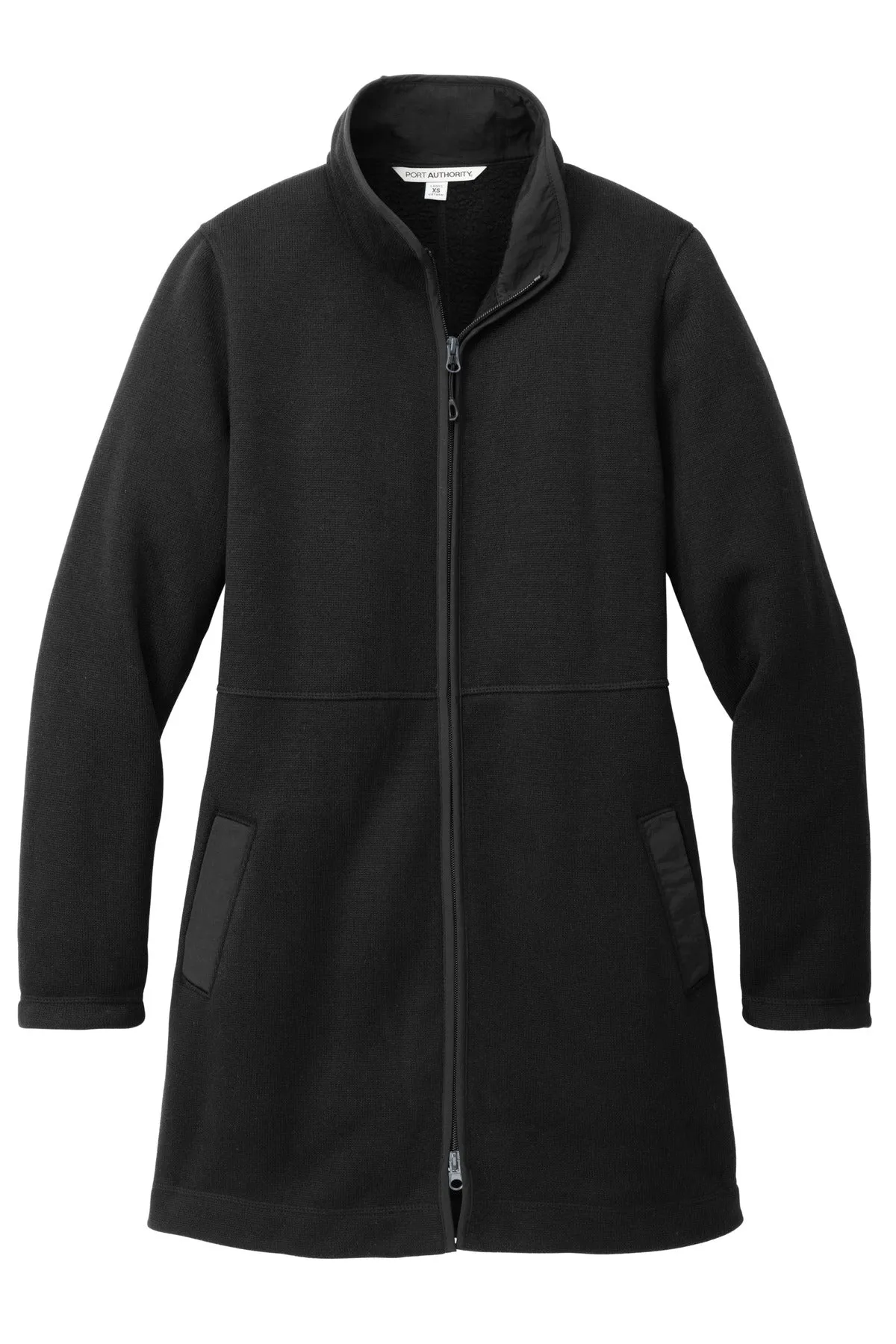 Port Authority Women's Arc Sweater Fleece Long Jacket L425 Deep Black