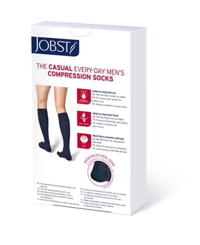 PR/1 JOBST CASUAL MEN, KNEE HIGH, 15-20MMHG, SM, BLACK, CLOSED TOE