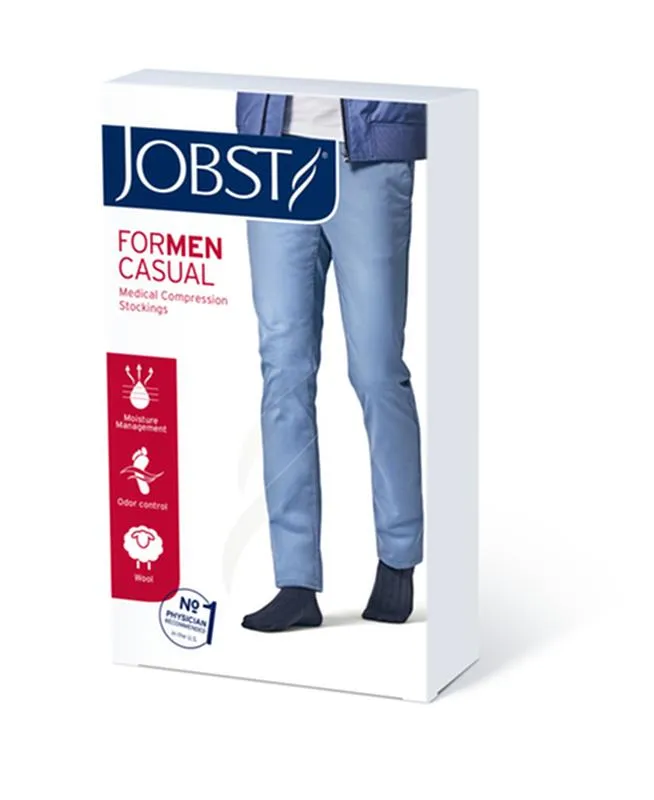 PR/1 JOBST CASUAL MEN, KNEE HIGH, 30-40MMHG, LG, KHAKI, CLOSED TOE