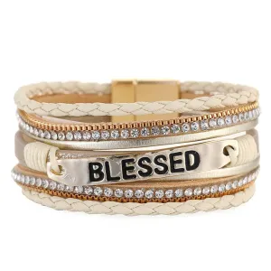 "Blessed" Multi-Layer Leather Magnetic Bracelet