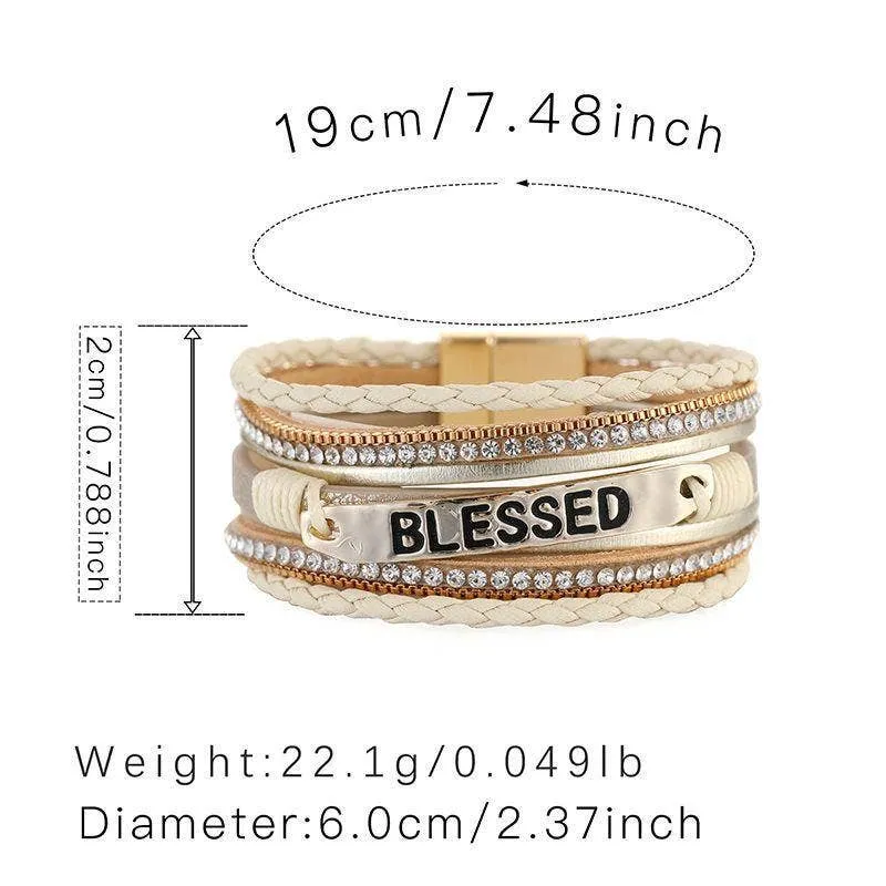 "Blessed" Multi-Layer Leather Magnetic Bracelet